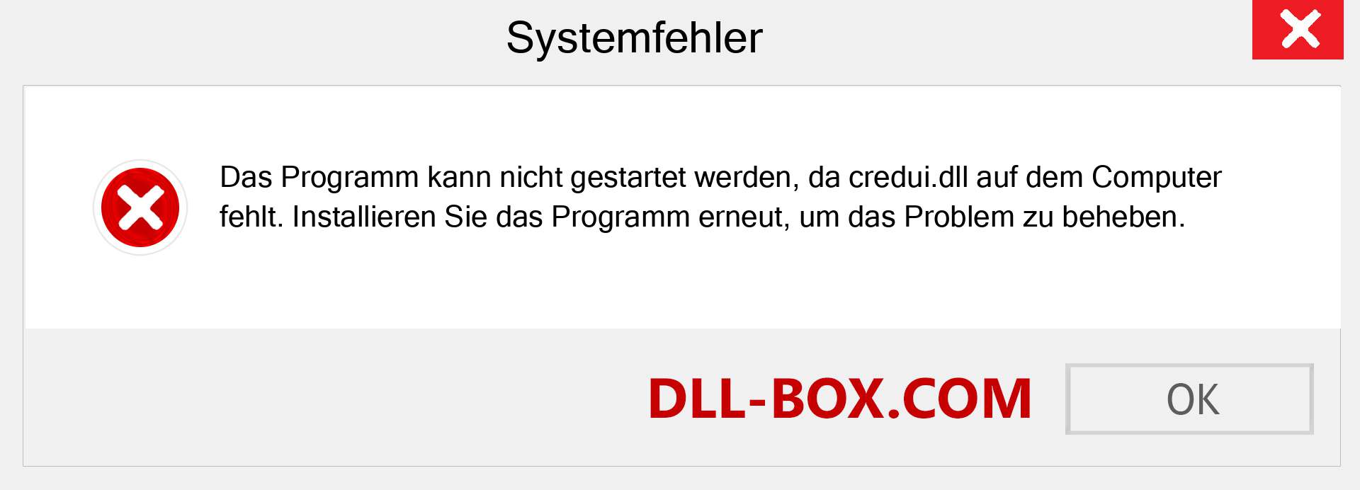 credui.dll-Datei fehlt?. Download für Windows 7, 8, 10 - Fix credui dll Missing Error unter Windows, Fotos, Bildern